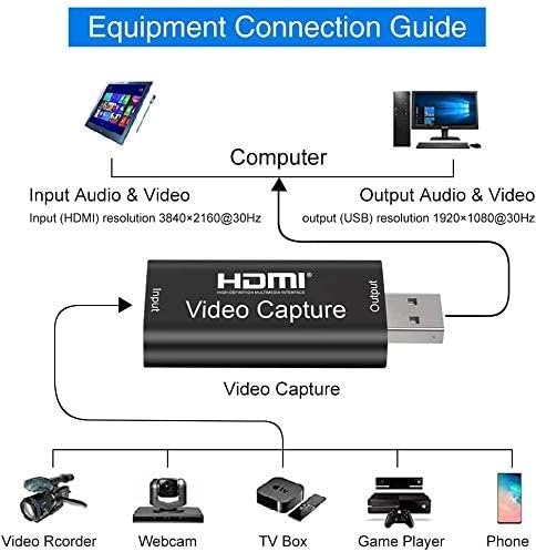  HDMI Video Capture Card, 4K HDMI to USB 2.0 Video Audio Converter, Full HD 1080p for Editing Video/Games/Streaming/Online Teaching