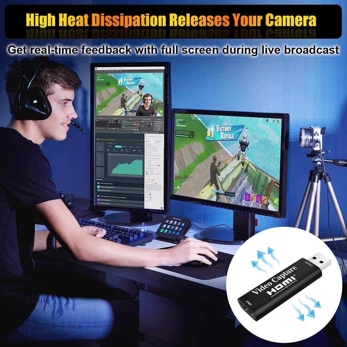  HDMI Video Capture Card, 4K HDMI to USB 2.0 Video Audio Converter, Full HD 1080p for Editing Video/Games/Streaming/Online Teaching