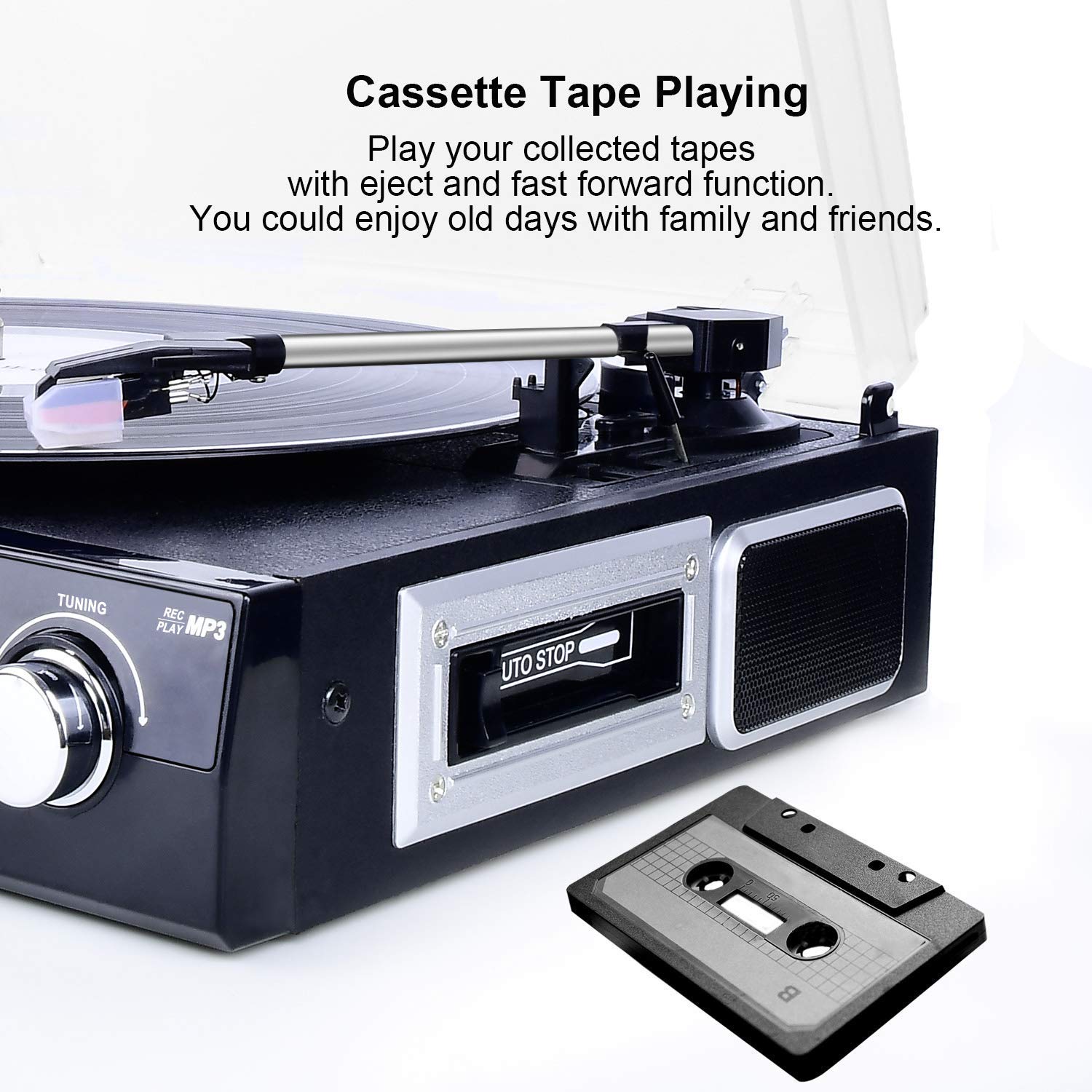 Bluetooth Record Player with Stereo Speakers