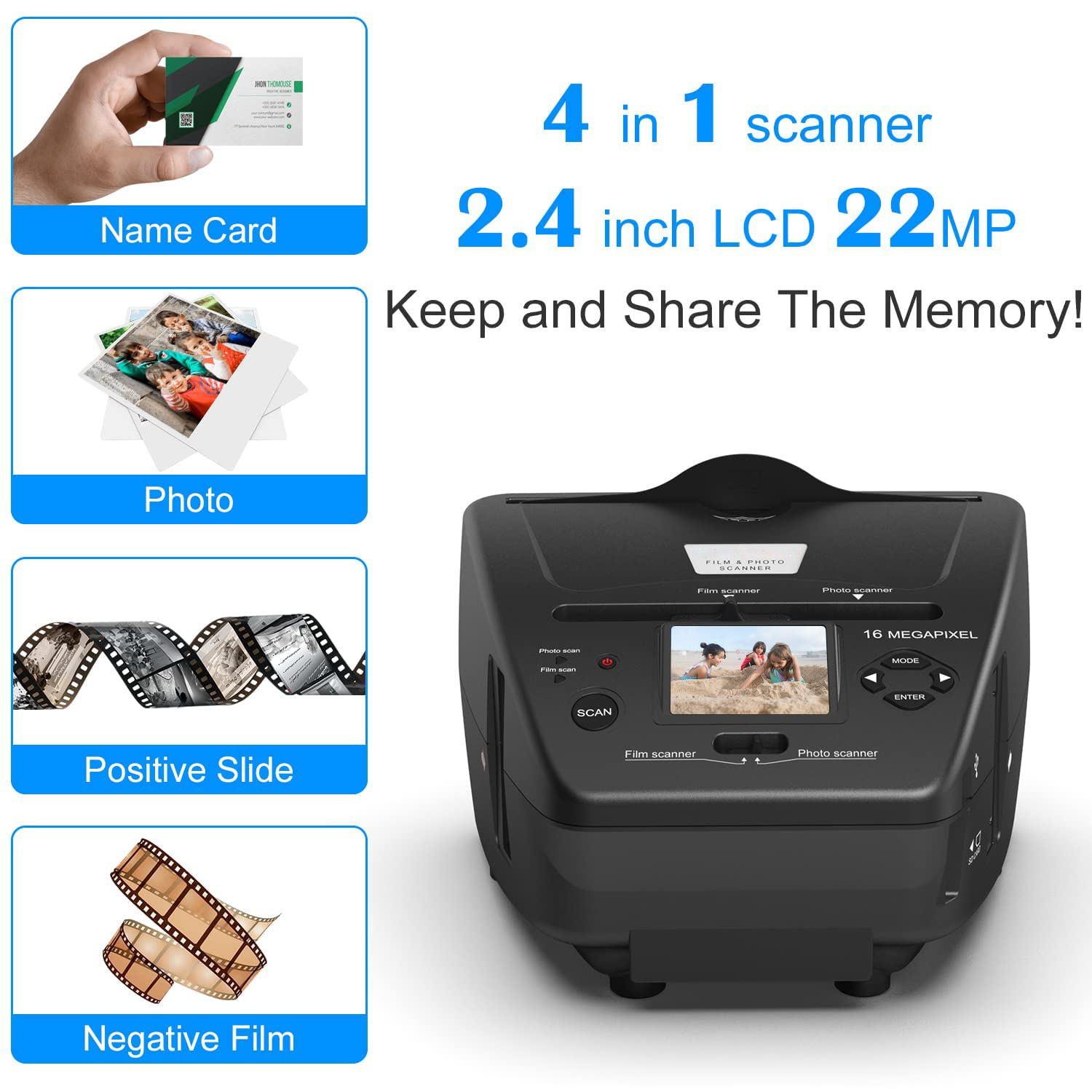 All-in-One High Resolution 16MP Film Scanner 