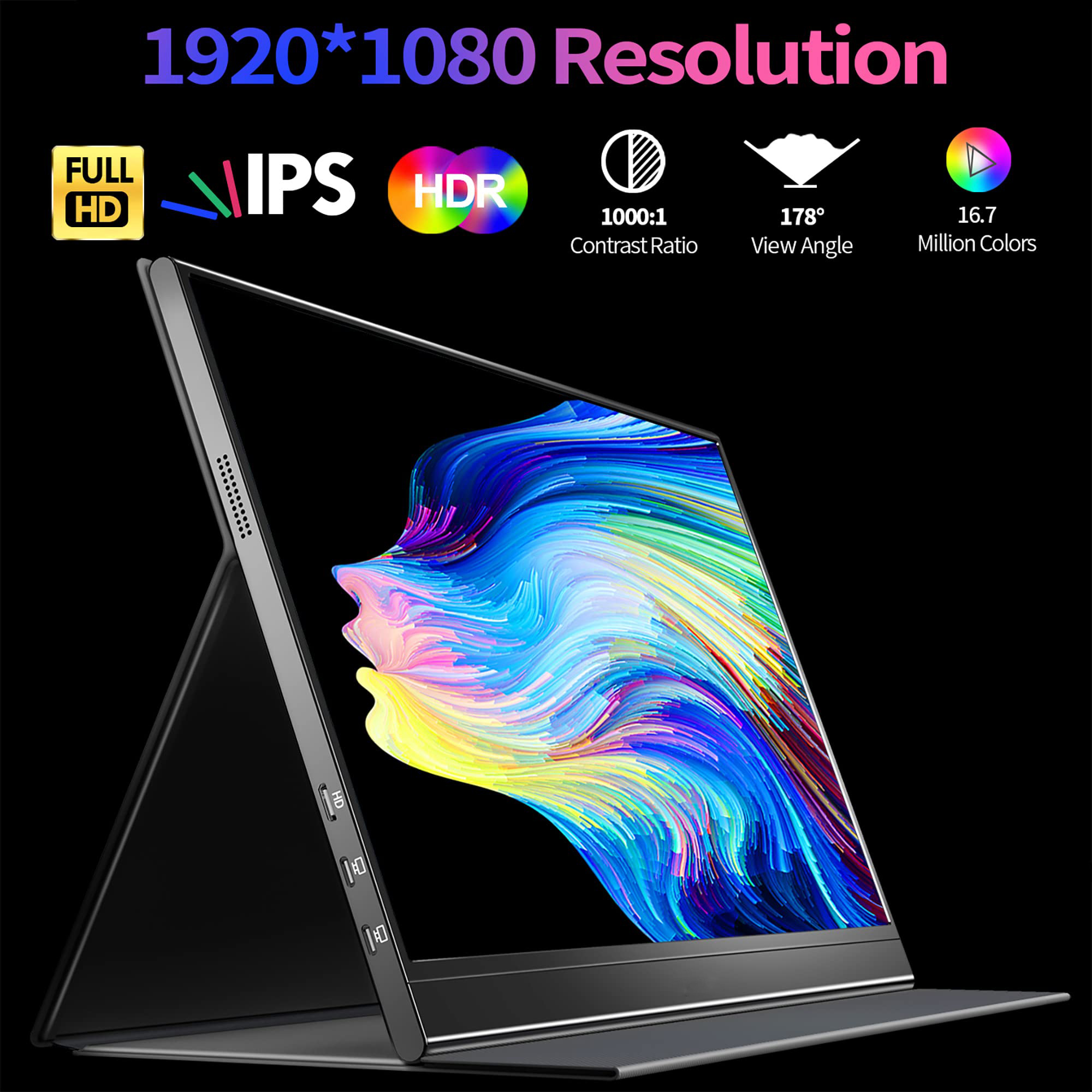 Portable Monitor 15.6inch FHD 1080P USB C HDMI Gaming Ultra-Slim IPS Display