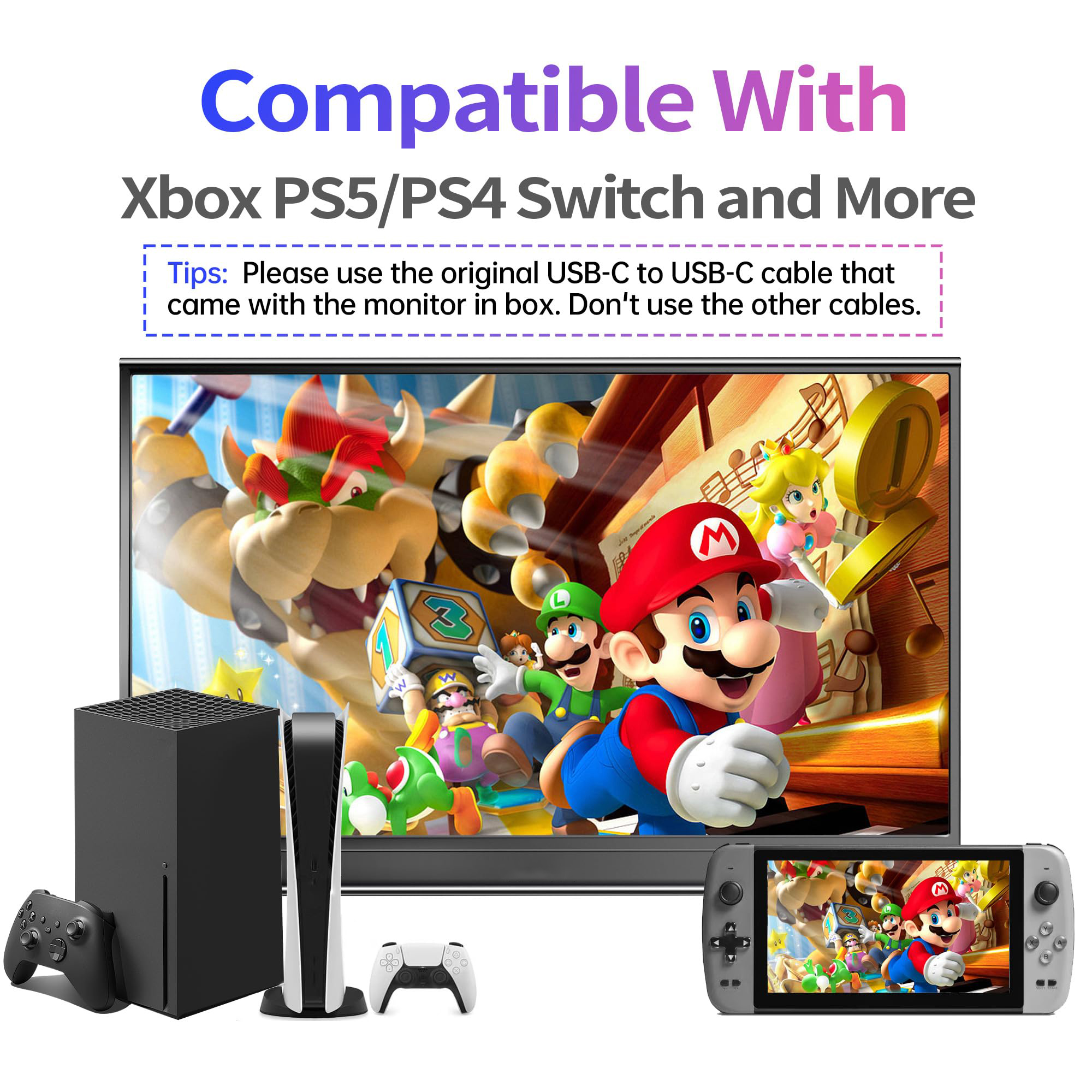 Portable Monitor 15.6inch FHD 1080P USB C HDMI Gaming Ultra-Slim IPS Display