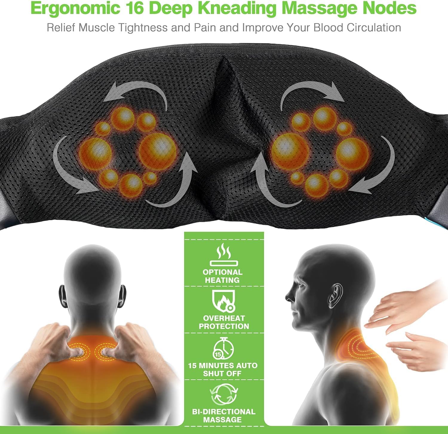 Electric Deep Tissue 3D Kneading Massager with Heat