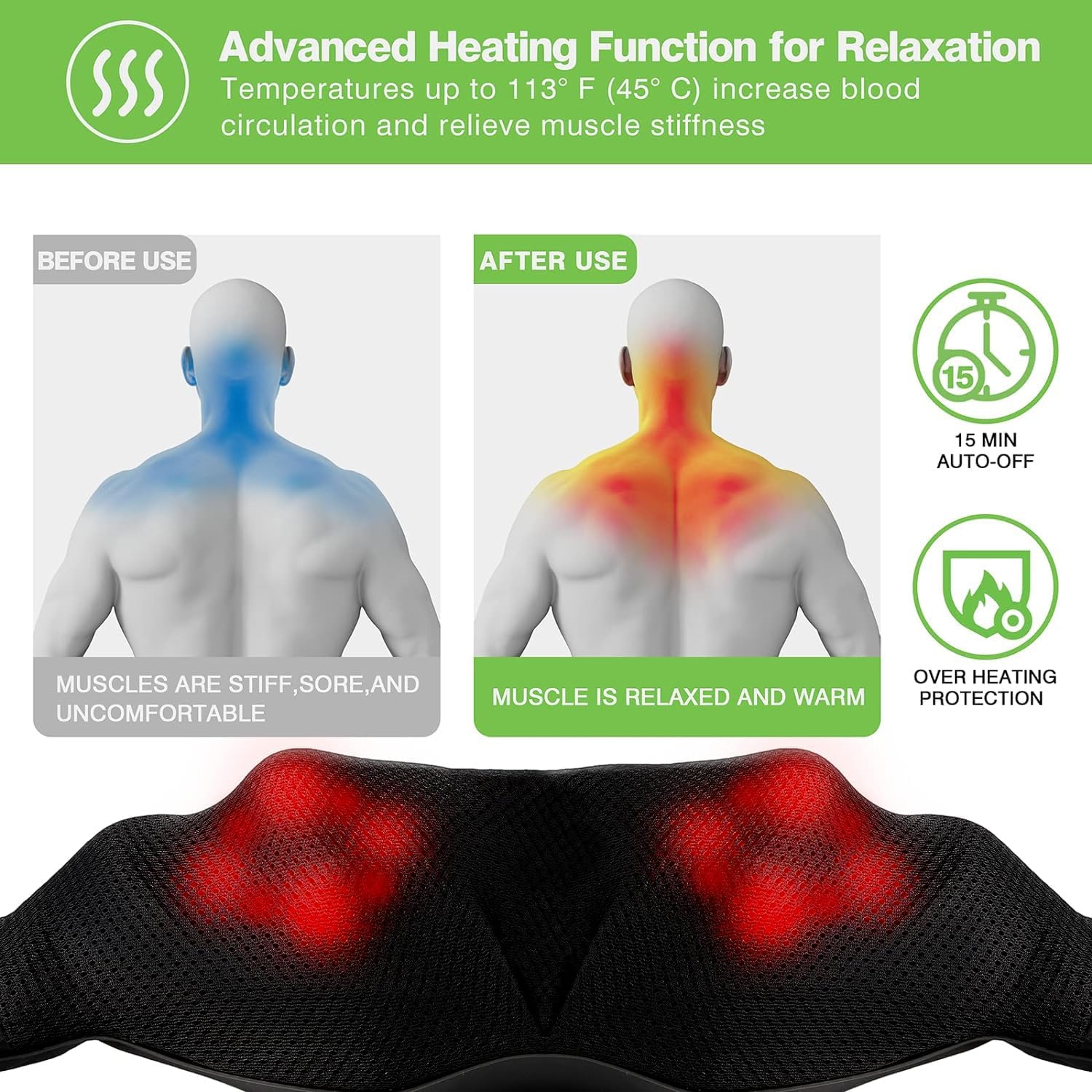 Electric Deep Tissue 3D Kneading Massager with Heat