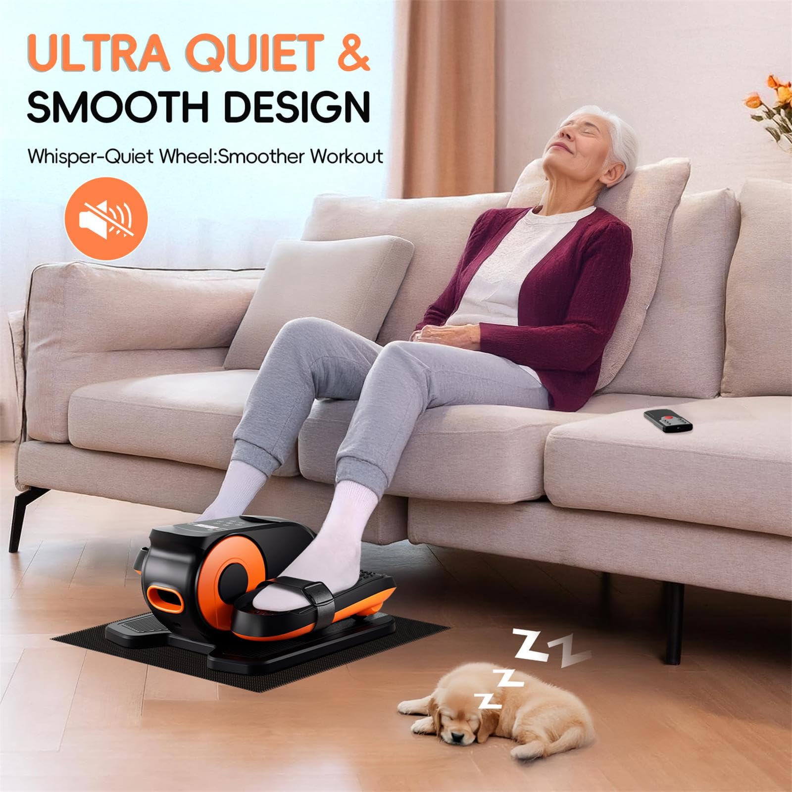 Under Desk Elliptical Machine, Morelax Ellipse Leg Exerciser for Seniors Fully Assembled, Quiet & Portable Electric Seated Pedal Exerciser with Remote Control & 12 Adjustable Speeds
