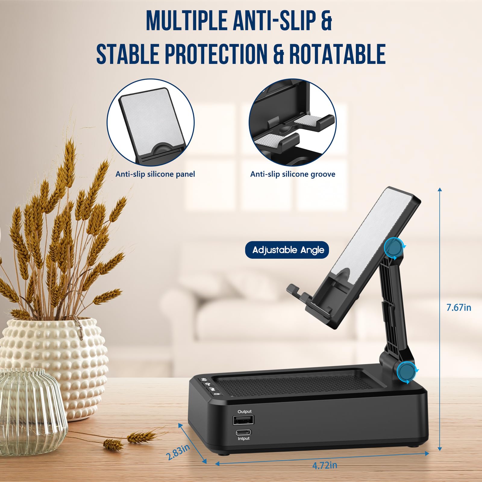 Cell Phone Stand with Wireless Bluetooth Speaker and Charging, Anti-Slip Base HD Surround Sound, Perfect for Home/Outdoor, Phone Holder Compatible with iPhone/ipad/Samsung Galaxy, Gifts for Men Women Visit the voijump Store